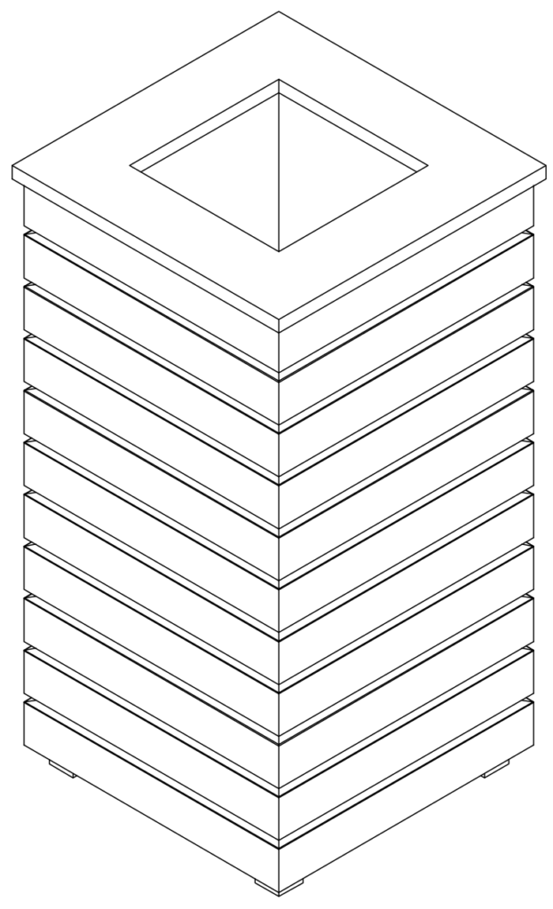 Pflanzkasten; Pflanzsäule; Hochbeet; Lärche; sibirische Lärche; Rhombus